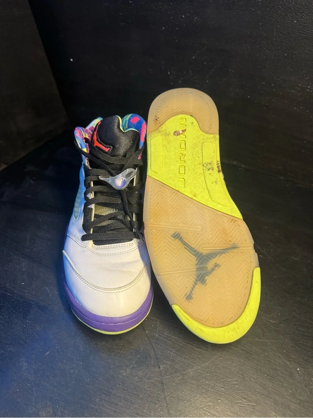 Jordan Retro 5 White/Purple Basketball Shoes